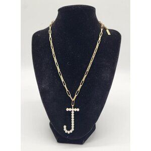 Baublebar Sugarfix Gold Tone Chain Necklace Pearl Initial Necklace Letter J